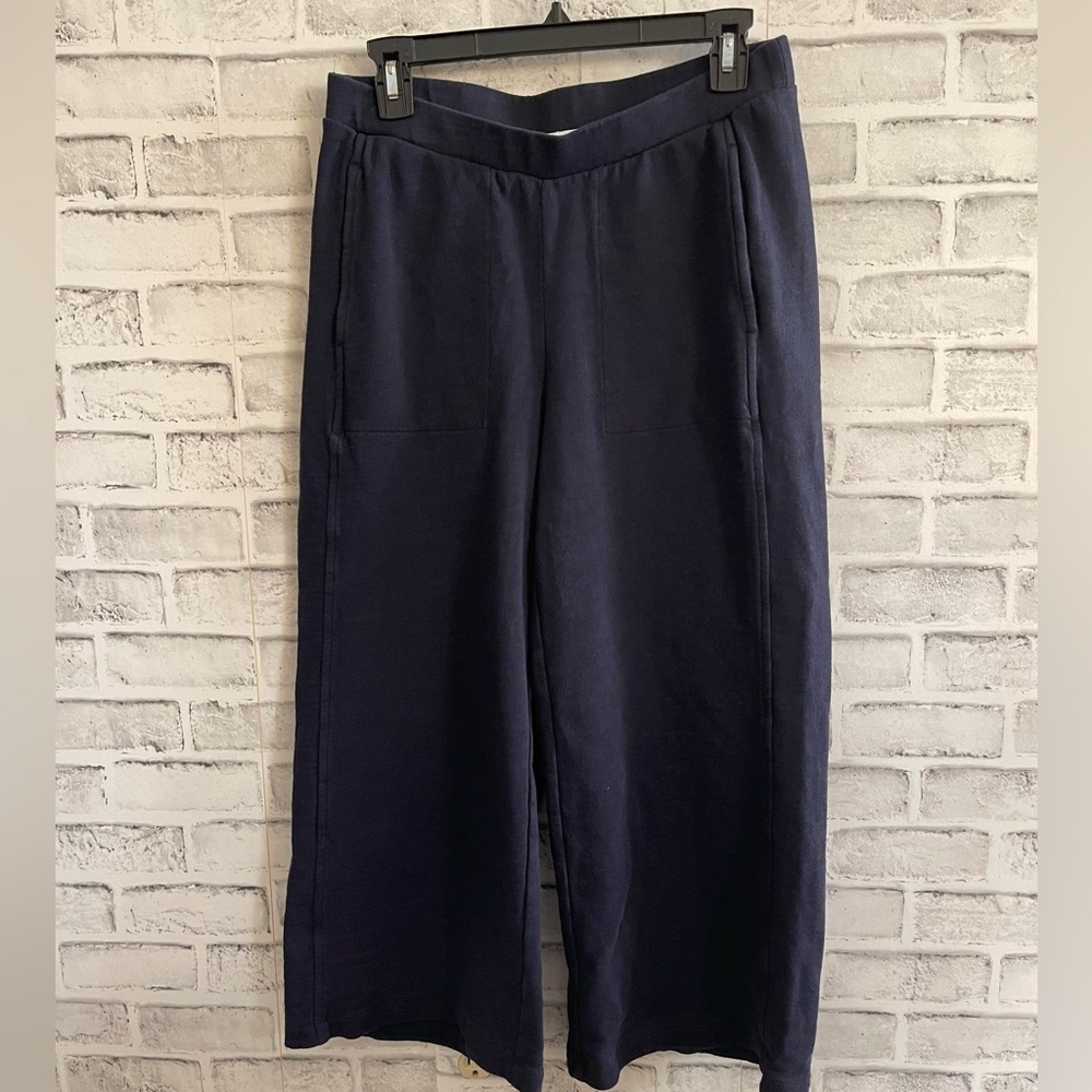 Women’s J.Jill Pure Jill 100% cotton navy full leg cropped pants, Size Small - Picture 1 of 5